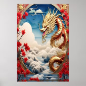 火吹きドラゴンレッド・ブルーと金ゴールド はかりで測 ポスター (正面)