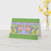 火吹きドラゴン照明誕生日ろうそく カード (黄色い花)