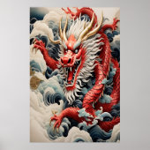 火吹きドラゴン赤と白スケール ポスター (正面)