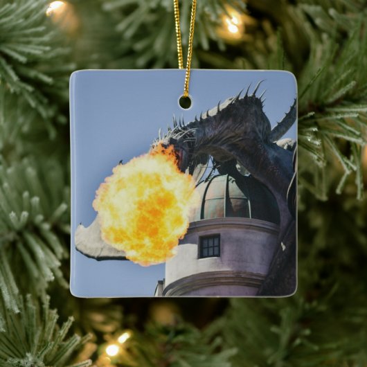 火吹き竜の像 セラミックオーナメント (ツリー)