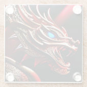 火吹き竜の赤と金ゴールド はかりで測 ガラスコースター (裏面)