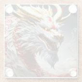 火吹き竜の赤と金ゴールド はかりで測 ガラスコースター (裏面)