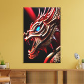 火吹き竜の赤と金ゴールド はかりで測 キャンバスプリント (インサイチュ (リビング))