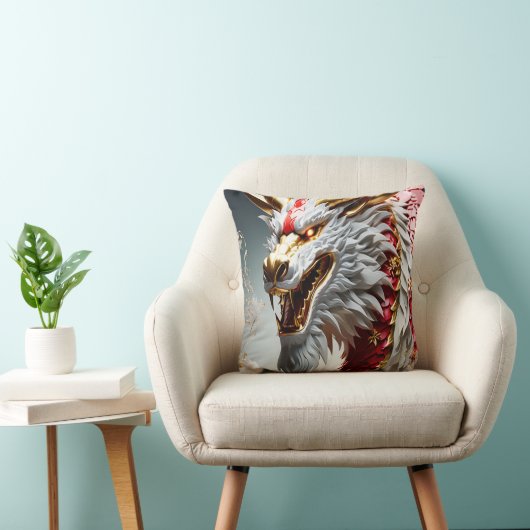 火吹き竜の赤と金ゴールド はかりで測 クッション (椅子)