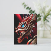 火吹き竜の赤と金ゴールド はかりで測 ポストカード (スタンド正面)