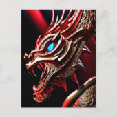 火吹き竜の赤と金ゴールド はかりで測 ポストカード (正面)