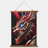 火吹き竜の赤と金ゴールド はかりで測 吊り下げ型タペストリー (正面)
