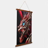 火吹き竜の赤と金ゴールド はかりで測 吊り下げ型タペストリー (傾斜あり)