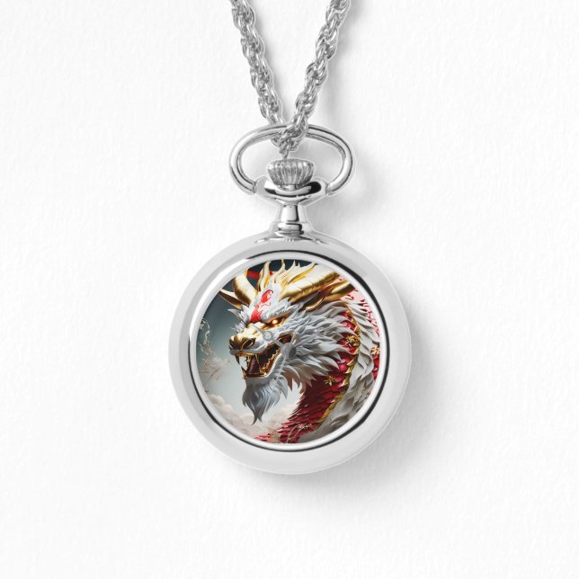 火吹き竜の赤と金ゴールド はかりで測 腕時計 (正面)