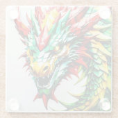 火吹き竜レッド、グリーン、イエロー ガラスコースター (裏面)