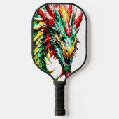 火吹き竜レッド、グリーン、イエロー ピックルボールラケット (正面)
