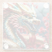 火吹き竜金ゴールド青と赤はかりで測 ガラスコースター (裏面)