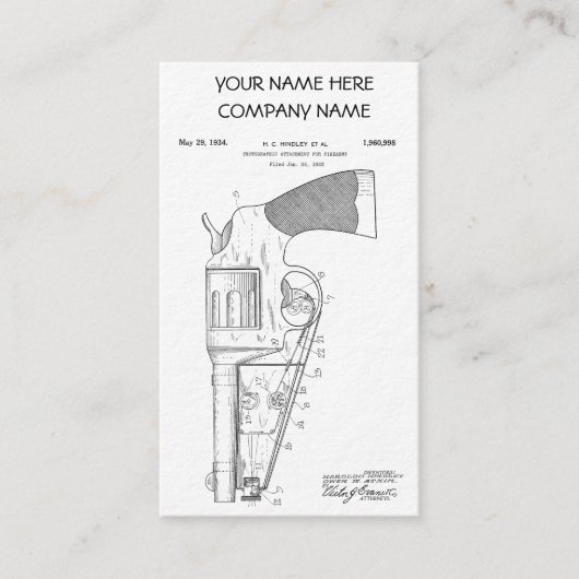 火器の付属品のパテント- 1934年頃… 名刺 (正面)