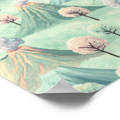 火山お洒落景観 – ファンタジーアートプリント ポスター (角)