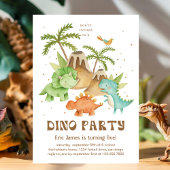 火山と恐竜の誕生日パーティーキッズ 招待状
