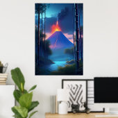 火山に遮られた静かな夕べ ポスター (ホームオフィス)