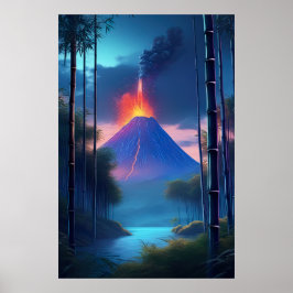 火山に遮られた静かな夕べ ポスター