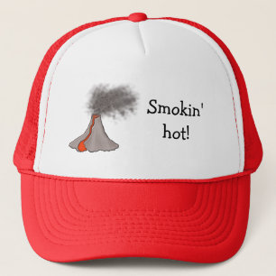 火山のおもしろい漫画のスタイルと"Smokin'hot!"のスローガン キャップ