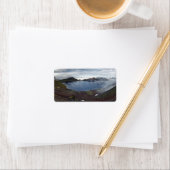 火山のクレーター湖のカムチャッカのパノラマビュー ラベル (インサイチュ)