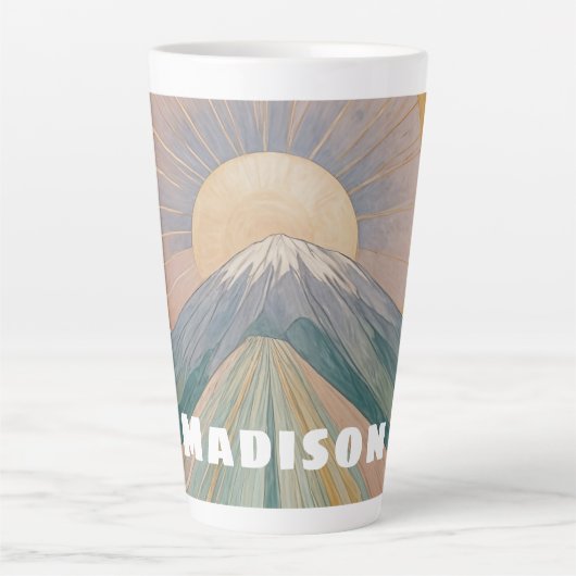 火山のセレナーデパーソナライズされたー カフェラテマグ (正面)