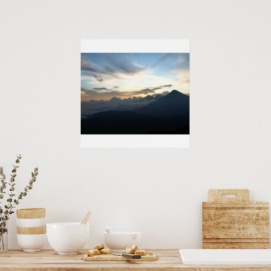 火山の夕日 ポスター (キッチン)