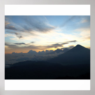 火山の夕日 ポスター