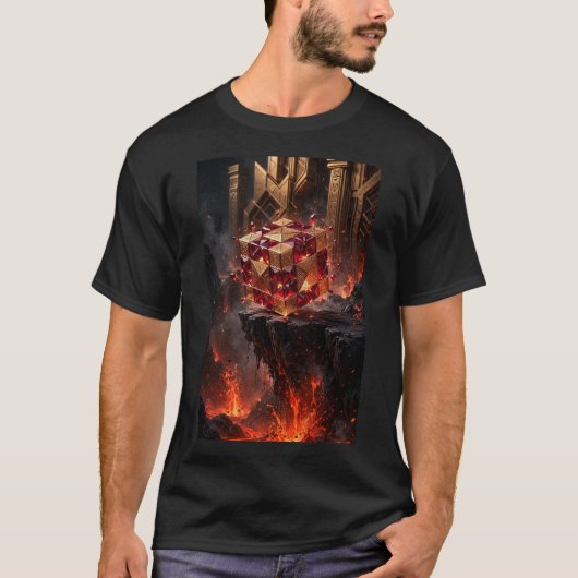 火山の断崖にある宝石のキューブ Tシャツ (正面)