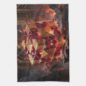 火山の断崖の上の宝石の立方体 キッチンタオル (縦)