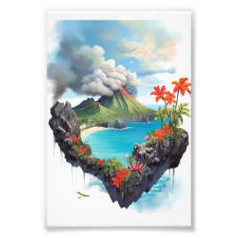 火山の波: 煙のような、活気に満ちた、花咲くキャンバス フォトプリント           
