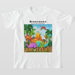 火山の道で恐竜をパーソナライズ Tシャツ