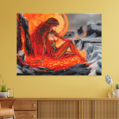 "火山の静脈" – 火山の女性ポートレート キャンバスプリント (インサイチュ (リビング))