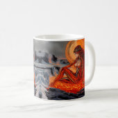 "火山の静脈" – 火山の女性ポートレート コーヒーマグカップ (正面右)