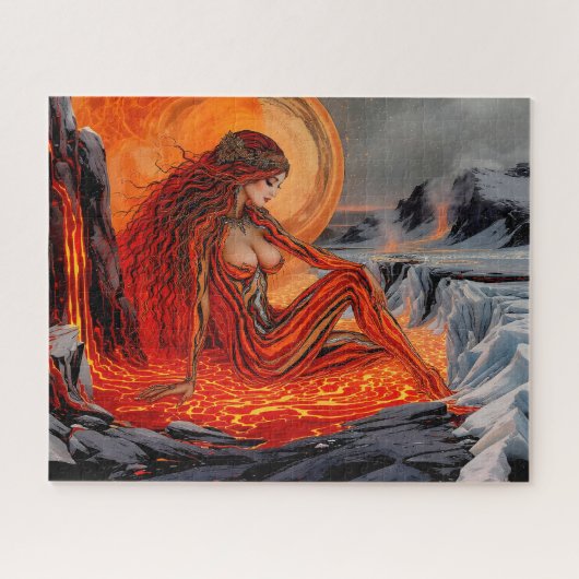 "火山の静脈" – 火山の女性ポートレート ジグソーパズル (横)