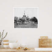 火山ロシアの灰で覆われた教会1912 ポスター (キッチン)