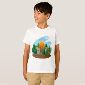 火山噴火の自然場面 Tシャツ (正面フル)