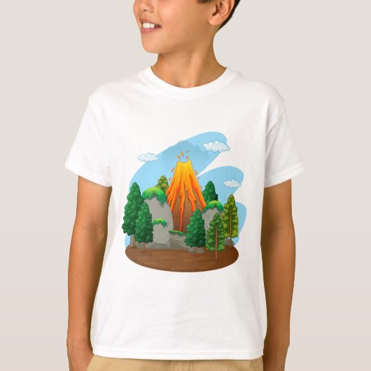 火山噴火の自然場面 Tシャツ (正面)