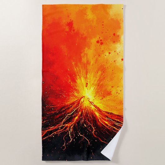 火山噴火抽象芸術 ビーチタオル (正面)