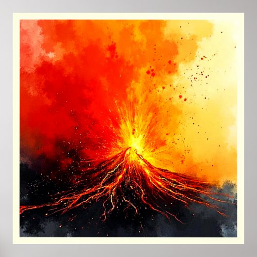 火山噴火抽象芸術 ポスター (正面)