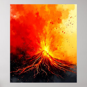 火山噴火抽象芸術 ポスター