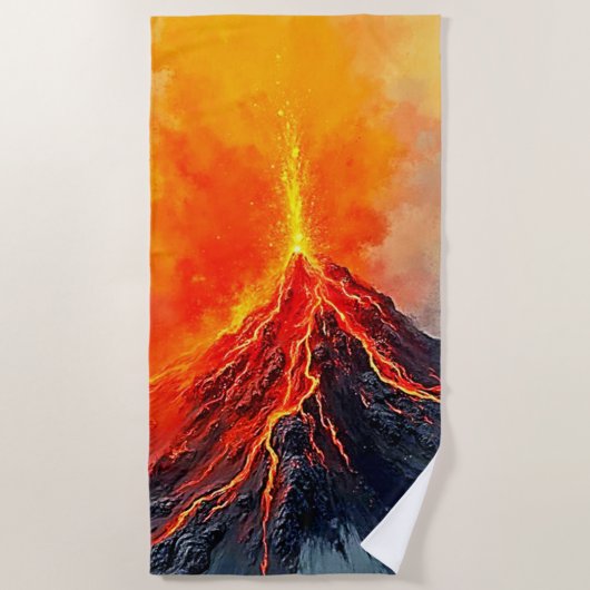 火山噴火:原始の力 ビーチタオル (正面)
