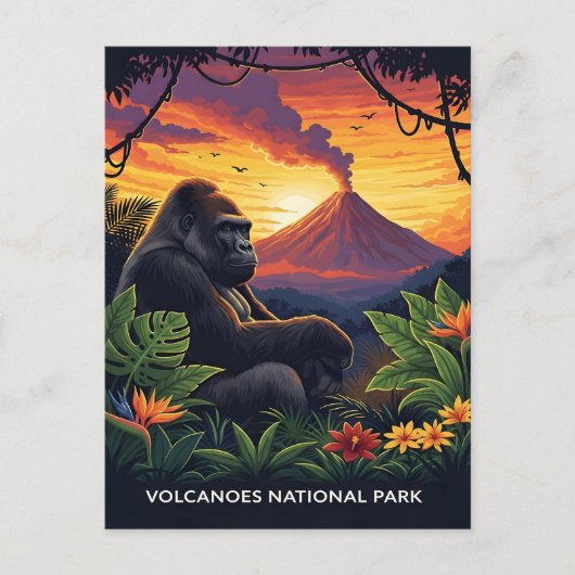 火山国立公園の夕日 ポストカード (正面)