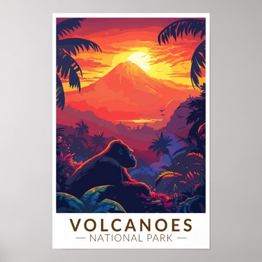 火山国立公園 マウンテンゴリラ 旅行 ポスター (正面)