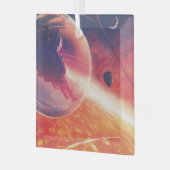 火山地獄の景色の極端な熱気球 ガラスオーナメント (正面左)