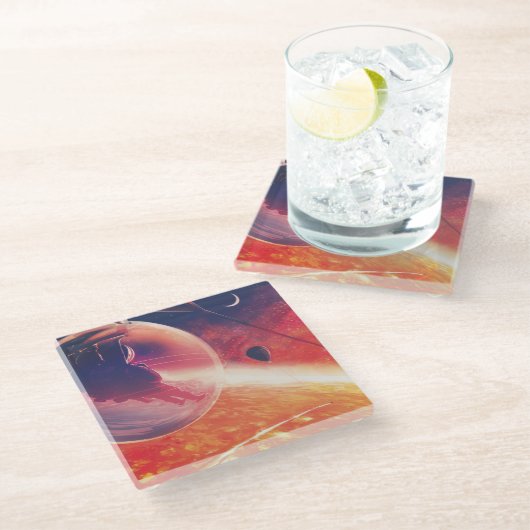 火山地獄の景色の極端な熱気球 ガラスコースター (アングル)