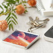 火山地獄の景色の極端な熱気球 キーホルダー (側面)