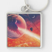 火山地獄の景色の極端な熱気球 キーホルダー (正面)