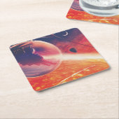 火山地獄の景色の極端な熱気球 スクエアペーパーコースター (アングル)