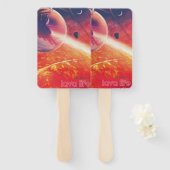 火山地獄の景色の極端な熱気球 ハンドファン (正面&裏面)