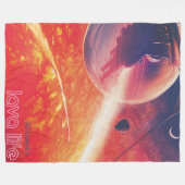 火山地獄の景色の極端な熱気球 フリースブランケット (正面(横))