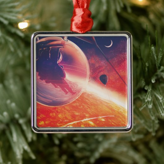 火山地獄の景色の極端な熱気球 メタルオーナメント (ツリー)